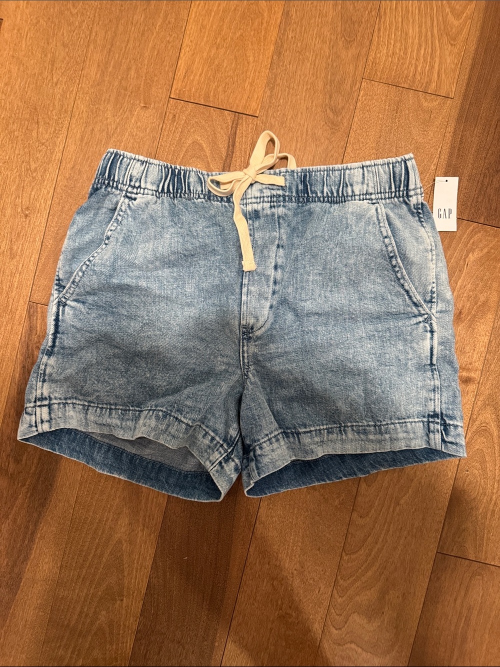 GAP Light Blue Denim-Style Drawstring Shorts